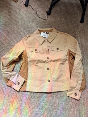 CAbi Mason jacket Tan Button-Front Jean Jacket medium